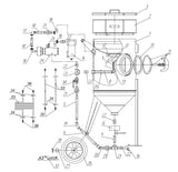 Schematische illustratie van de Contracor BlastRazor Z-25RC / Z-50RC met genummerde onderdelen voor duidelijke identificatie.